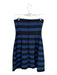 Trina Turk Size 8 Navy & Black Cotton Strapless Striped Pleat Detail Short Dress Navy & Black / 8