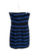 Trina Turk Size 8 Navy & Black Cotton Strapless Striped Pleat Detail Short Dress Navy & Black / 8