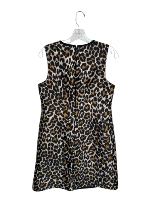J. Crew Size 4 Tan & Brown Polyester Sleeveless Animal Print Back Zip Midi Dress Tan & Brown / 4