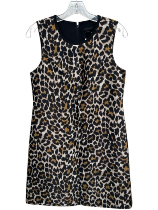 J. Crew Size 4 Tan & Brown Polyester Sleeveless Animal Print Back Zip Midi Dress Tan & Brown / 4