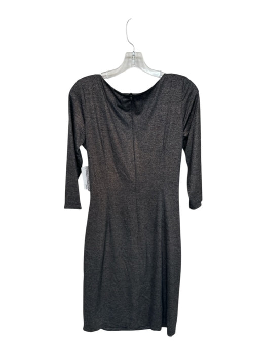 David Meister Size 8 Black & Gold Nylon Blend Metallic Thread Long Sleeve Dress Black & Gold / 8