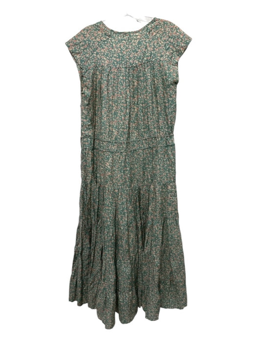 Mirth Size S Green, Tan, Orange cotton silk blend Drawstring Waist Midi Dress Green, Tan, Orange / S