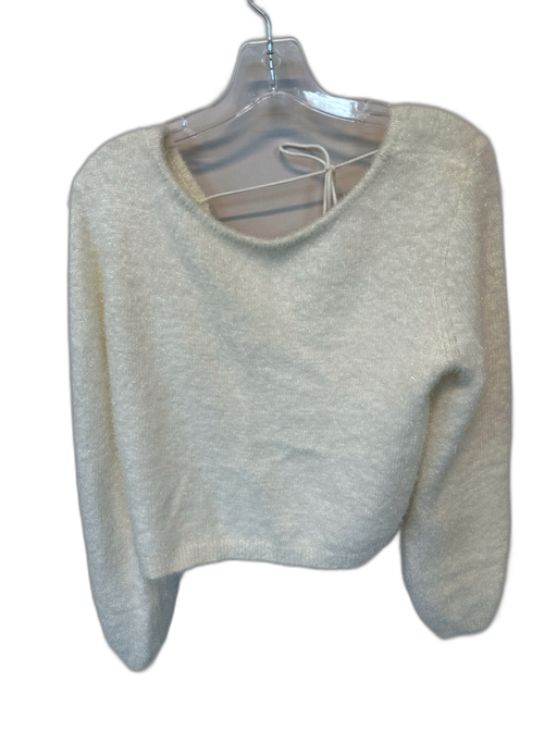 Anthropologie Size S White Polyester Blend Long Sleeve Metallic accents Sweater White / S