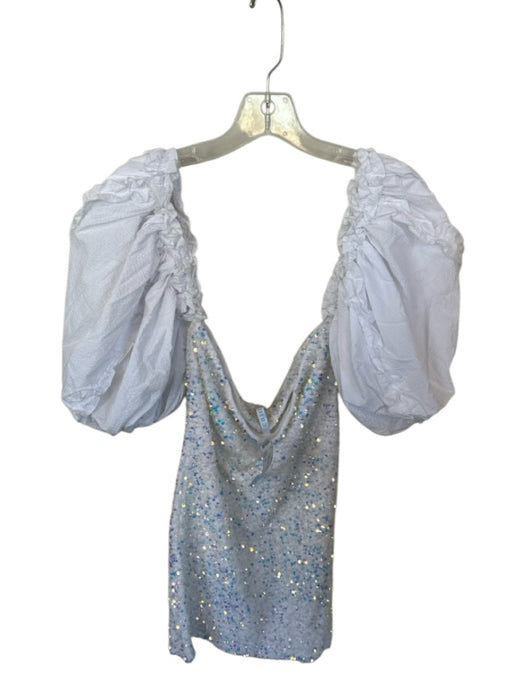 CHIO Size L White & Multi Sequin 3/4 Balloon Sleeve Off Shoulder Dress White & Multi / L