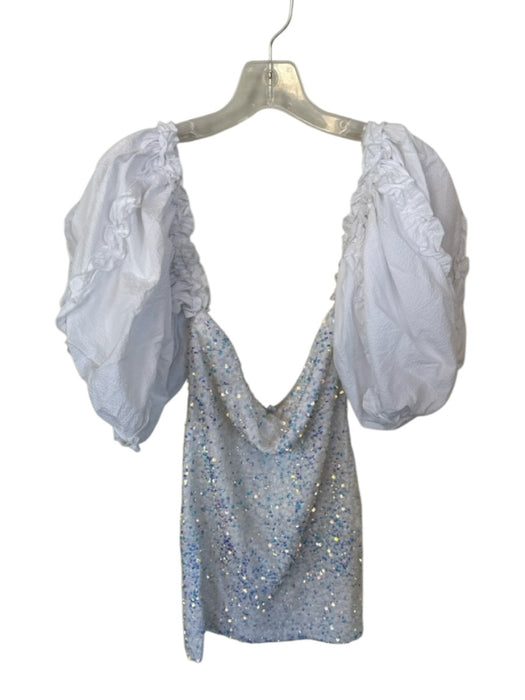 CHIO Size L White & Multi Sequin 3/4 Balloon Sleeve Off Shoulder Dress White & Multi / L