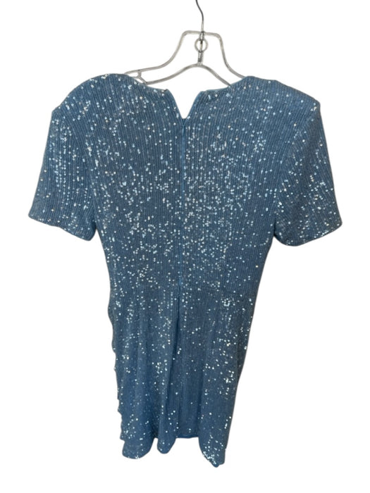 One 33 Social Size 4 Baby Blue Polyester Shoulder Pads Sequins V Neck Dress Baby Blue / 4