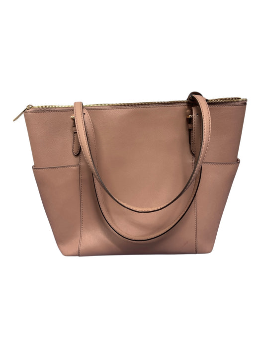 Michael Kors Elephant Grey Leather Buckle Detail Gold Hardware Zip Top Purse Elephant Grey / Medium / 2