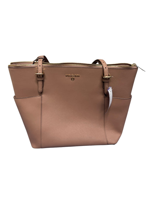 Michael Kors Elephant Grey Leather Buckle Detail Gold Hardware Zip Top Purse Elephant Grey / Medium / 2