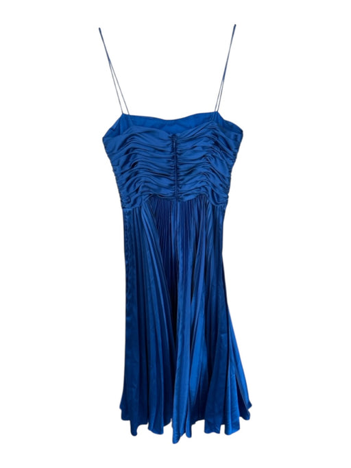 AMUR Size 4 Royal Blue Polyester & Cupro Pleated Spaghetti Strap Maxi Gown Royal Blue / 4