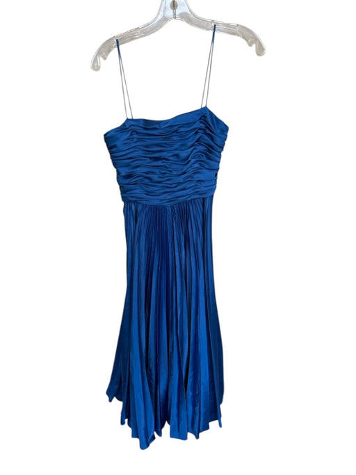 AMUR Size 4 Royal Blue Polyester & Cupro Pleated Spaghetti Strap Maxi Gown Royal Blue / 4