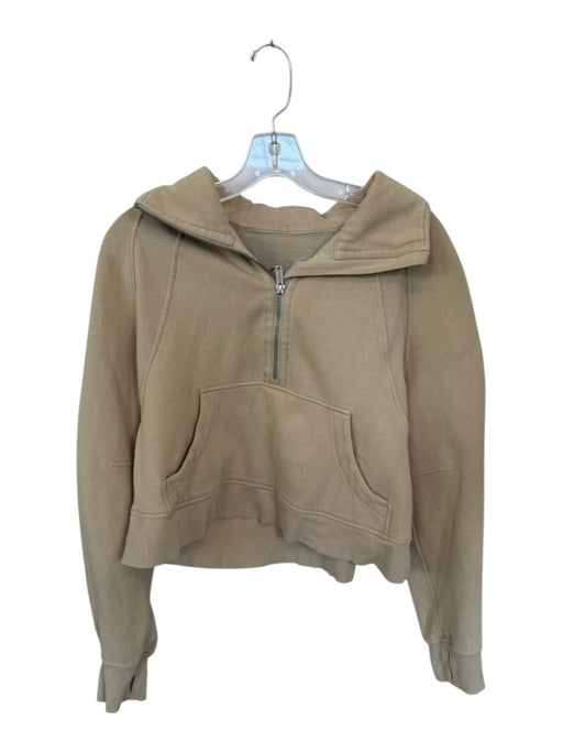 Lululemon Size Est 4 Taupe Half Zip Collar Thumb Holes Athletic Sweatshirt Taupe / Est 4