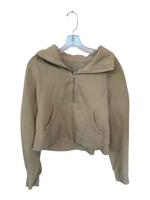 Lululemon Size Est 4 Taupe Half Zip Collar Thumb Holes Athletic Sweatshirt Taupe / Est 4
