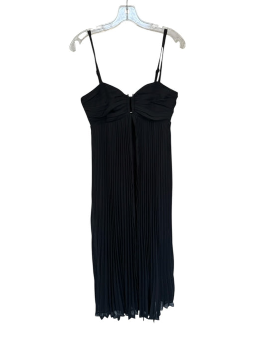 Likely Size 4 Black Pleated Spaghetti Strap Cutout detail Silver hardware Gown Black / 4