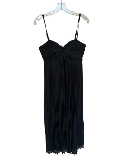 Likely Size 4 Black Pleated Spaghetti Strap Cutout detail Silver hardware Gown Black / 4