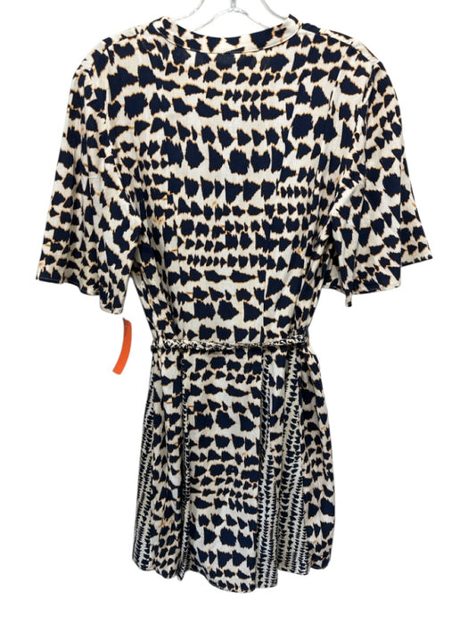 Zara Size XS White, Black & Yellow Viscose Blend Abstract Print Button Front Top White, Black & Yellow / XS