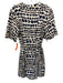 Zara Size XS White, Black & Yellow Viscose Blend Abstract Print Button Front Top White, Black & Yellow / XS