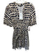 Zara Size XS White, Black & Yellow Viscose Blend Abstract Print Button Front Top White, Black & Yellow / XS