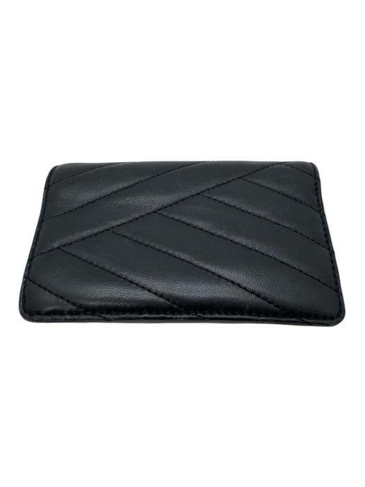 Tory Burch Black Leather Chevron Goldtone hardware Snap button Wallet Black