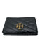 Tory Burch Black Leather Chevron Goldtone hardware Snap button Wallet Black