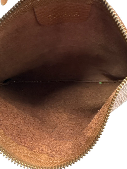 Cuyana Brown Leather Zip Close Crossbody Strap Pebbled Bag Brown