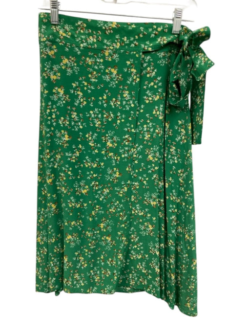 Faithful The Brand Size 2 Green, Yellow & Brown Viscose & Rayon Wrap Midi Skirt Green, Yellow & Brown / 2