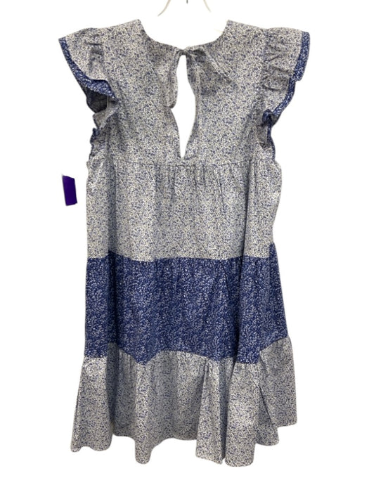 English Factory Size XS Navy, Blue & White Cotton Crew Neck Back Tie Dress Navy, Blue & White / XS