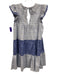 English Factory Size XS Navy, Blue & White Cotton Crew Neck Back Tie Dress Navy, Blue & White / XS