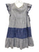 English Factory Size XS Navy, Blue & White Cotton Crew Neck Back Tie Dress Navy, Blue & White / XS