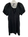 J.Crew Black Label Size 2 Black Linen Button Down Short Puff Sleeve Dress Black / 2