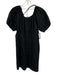 J.Crew Black Label Size 2 Black Linen Button Down Short Puff Sleeve Dress Black / 2