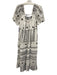 Free People Size Est S Black & White Cotton Square Neck Puff Short Sleeve Dress Black & White / Est S