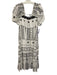 Free People Size Est S Black & White Cotton Square Neck Puff Short Sleeve Dress Black & White / Est S