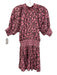 Roller Rabbit Size S Pink & Black Cotton Front Tie V Neck 3/4 Puff Sleeve Dress Pink & Black / S