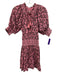 Roller Rabbit Size S Pink & Black Cotton Front Tie V Neck 3/4 Puff Sleeve Dress Pink & Black / S