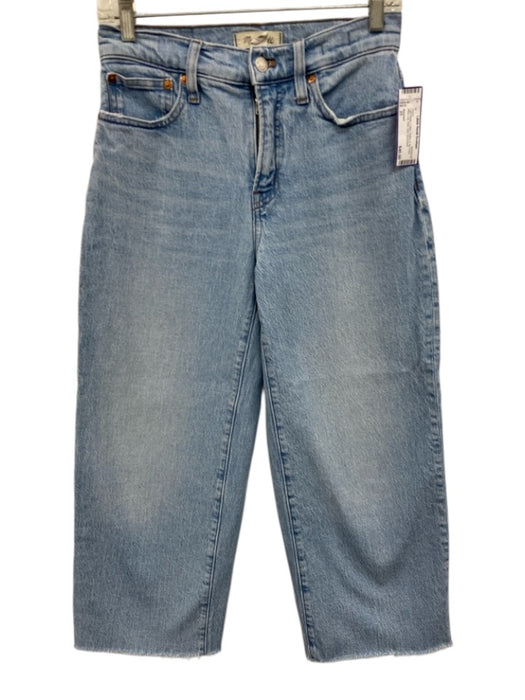 Madewell Size 25 Light Wash Cotton Button & Zip Front Wide Leg Raw Hem Jeans Light Wash / 25