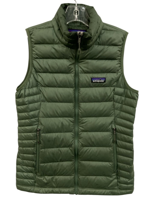 Patagonia Size XS Camo Green Polyester Zip Up Puffer Collar Vest Camo Green / XS