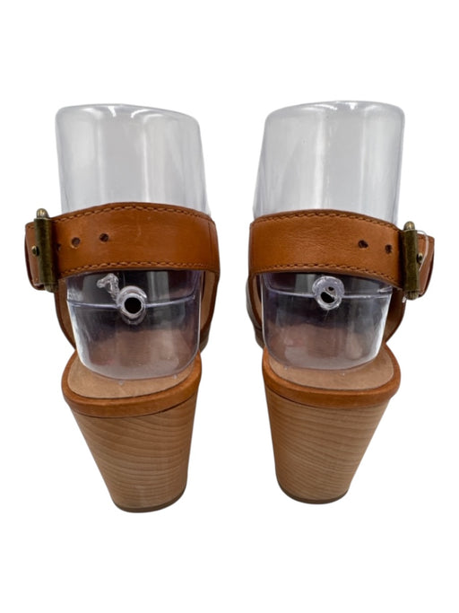 Madewell Shoe Size 6 Camel Brown Leather Wood Block Heel Ankle Buckle Clogs Camel Brown / 6