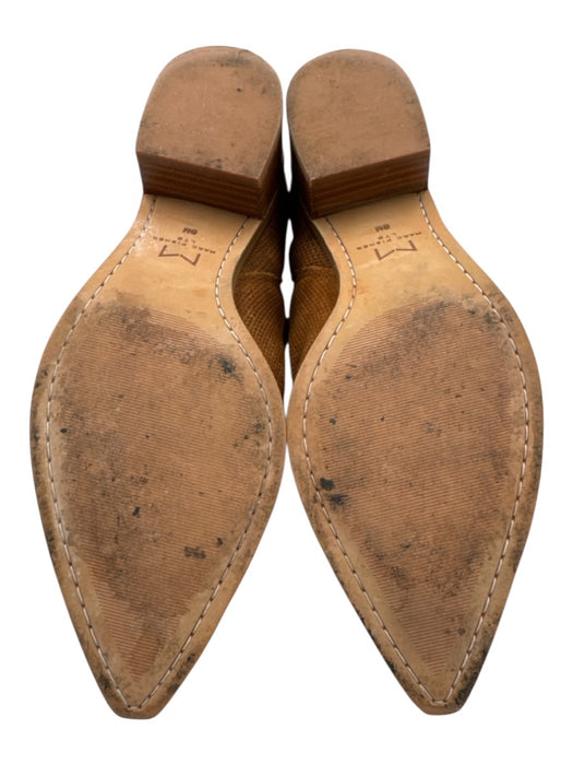 Marc Fisher Shoe Size 6 Brown Suede Wood Block Heel Textured Pointed Toe Booties Brown / 6