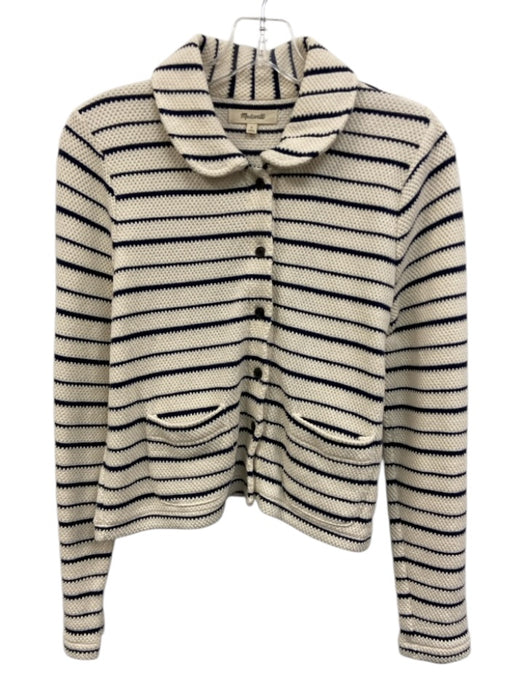 Madewell Size S Ivory & Navy Cotton Button Front Striped Long Sleeve Cardigan Ivory & Navy / S