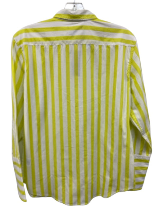 J Crew Size 2 Green & Multi Cotton Striped Button Front Long Sleeve Top Green & Multi / 2