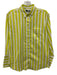 J Crew Size 2 Green & Multi Cotton Striped Button Front Long Sleeve Top Green & Multi / 2