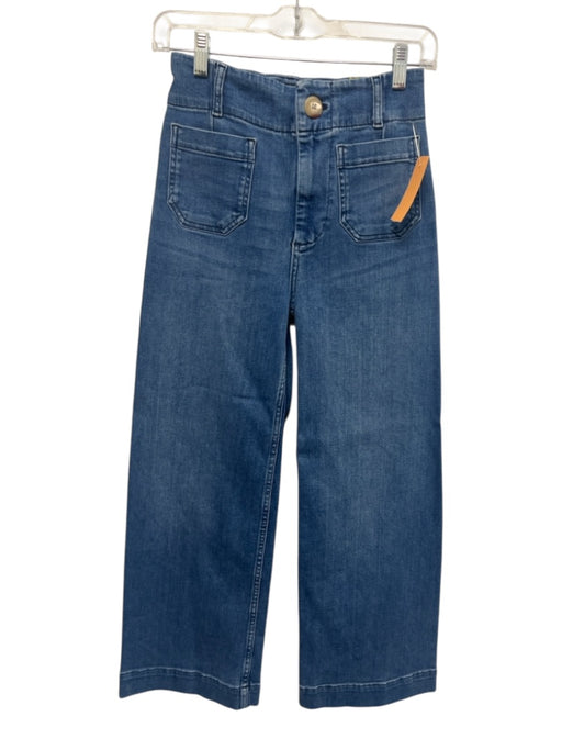 Mave Size 25 Medium Wash Cotton Blend Zip & Button Patch Pocket Wide Leg Jeans Medium Wash / 25