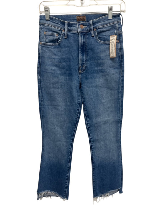 Mother Size 26 Medium Wash Cotton Blend Zip & Button Whiskering Frayed Hem Jeans Medium Wash / 26