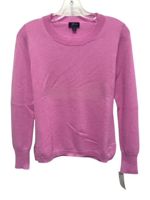 J Crew Size XS Pink Cashmere Crew Neck Ribbed Cuffs & Collar Sweater Pink / XS