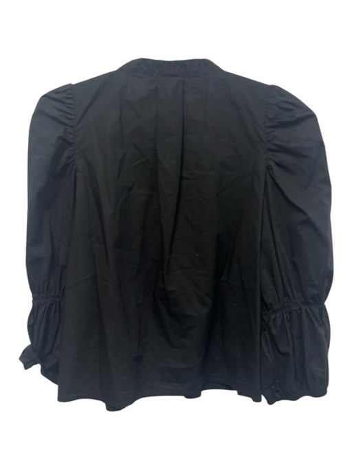 Nation Size XS Black Prima Cotton V Neck Puff Sleeve Button Front Top Black / XS