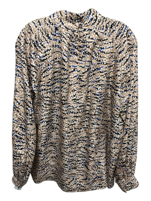Hunter Bell Size XS Beige, Black, Blue Silk Long Sleeve Mixed Animal Print Top Beige, Black, Blue / XS