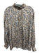 Hunter Bell Size XS Beige, Black, Blue Silk Long Sleeve Mixed Animal Print Top Beige, Black, Blue / XS