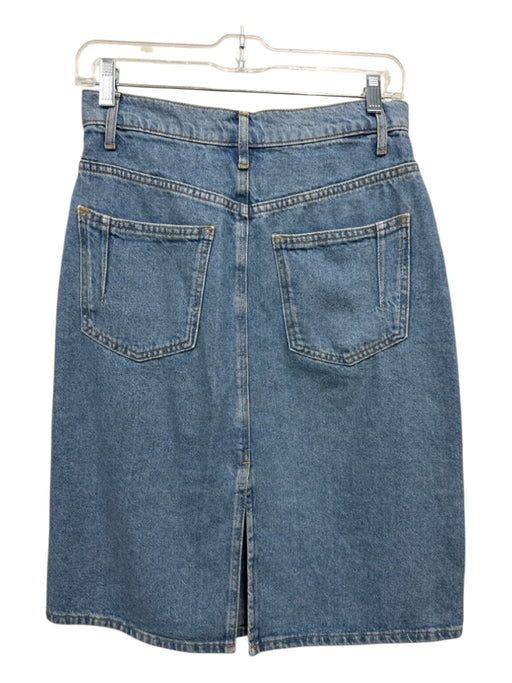 Derek Lam Size 26 Med Wash Cotton Denim 5 Pocket Double Slit Knee Length Skirt Med Wash / 26