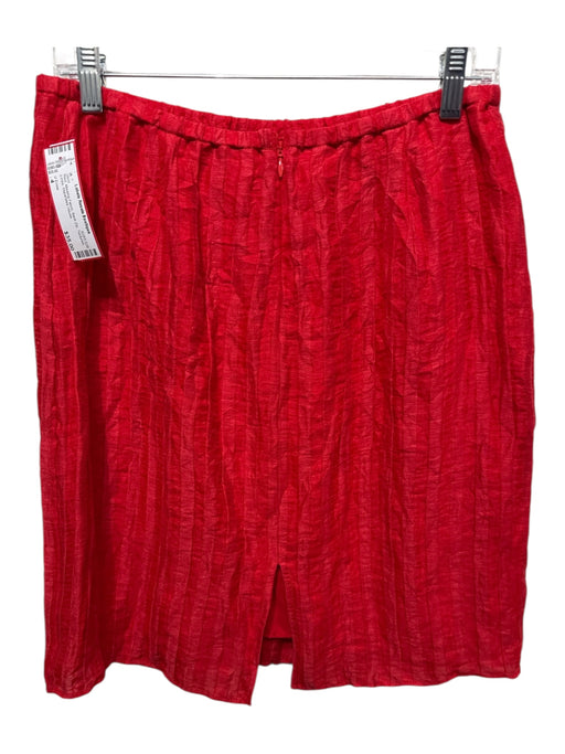 J Crew Size 4 Red Missing Fabric Back Zip Textured Lines Skirt Red / 4