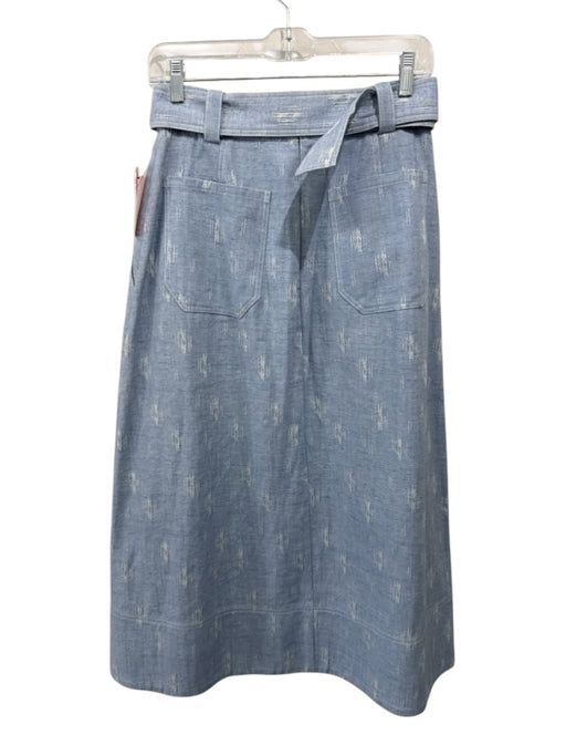 Hunter Bell Size 2 Light Blue Cotton & Linen Denim Patch Pocket Midi Skirt Light Blue / 2